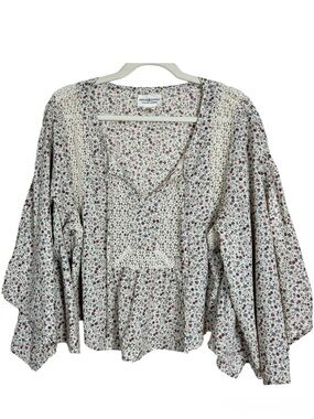 Denim & Supply Ralph Lauren Floral Bell Sleeve Blouse Top Size Small